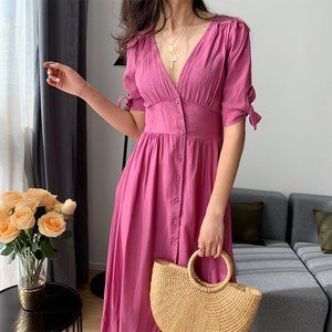 Boho Dress -  Cotton, Poofy Sleeves